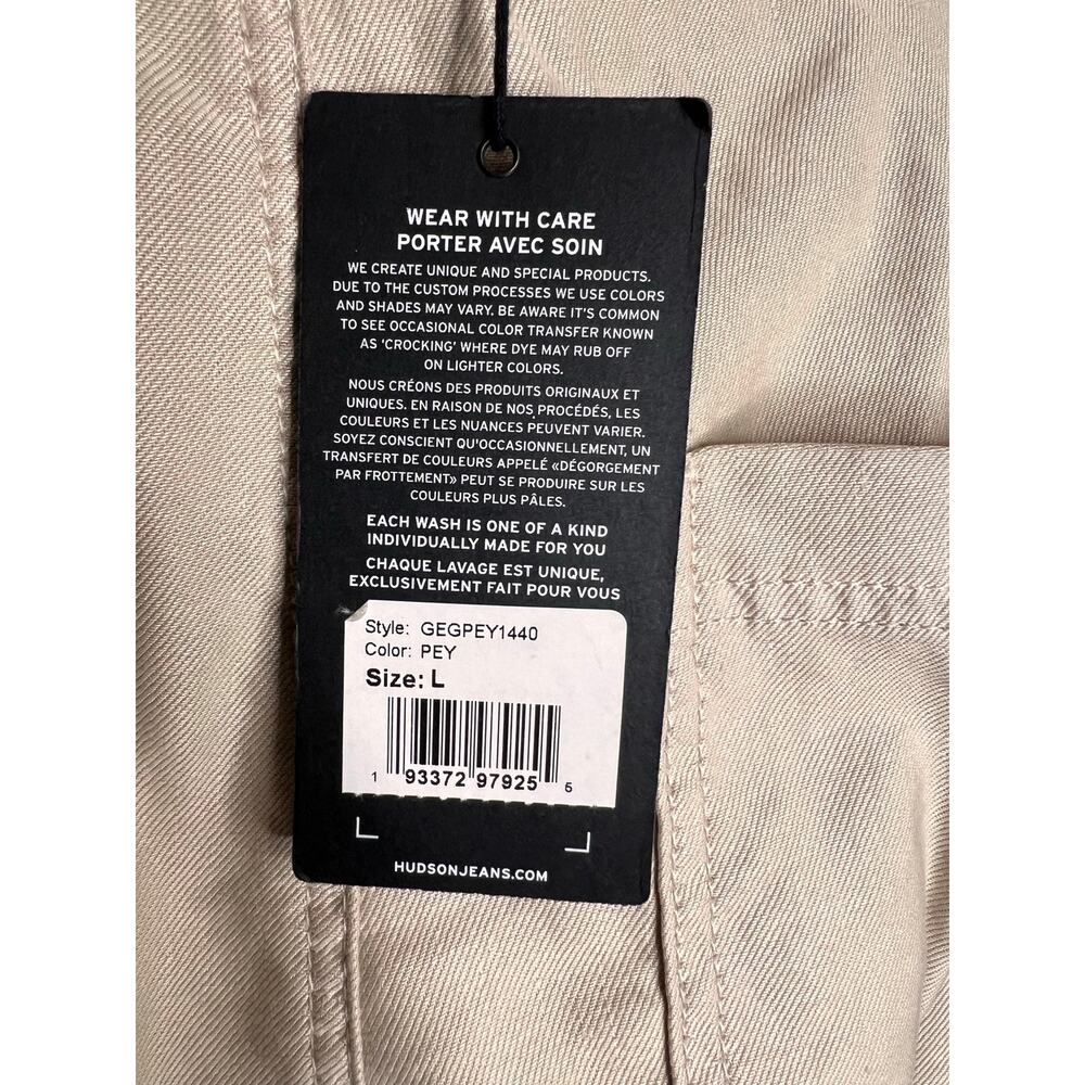 Hudson Cargo Jogger Pants Linen Lyocell Drawstring Beige Large NWT - Picture 5 of 11